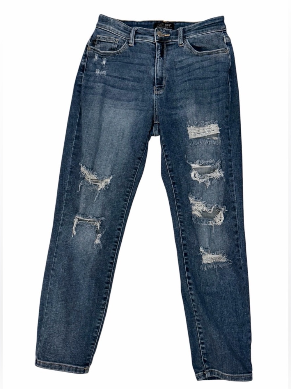Judy Blue 💙 High Rise Distressed Boyfriend Jeans Size 5/27 - Weekend Jeans - Picture 2 of 7